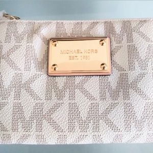 MICHAEL KORS JET SET ITEM MK LOGO FABRIC ,BEIGE,WR